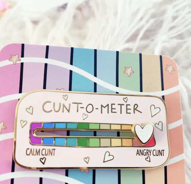 C*nt O Meter Enamel Pin Badge Brooch Moveable Cute Funny Gift Pink Kawaii Rude