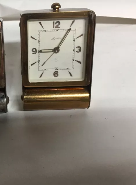 Le Coultre 8 Days Gold Colored FOLDING ALARM TRAVEL CLOCK Parts Needing Repair