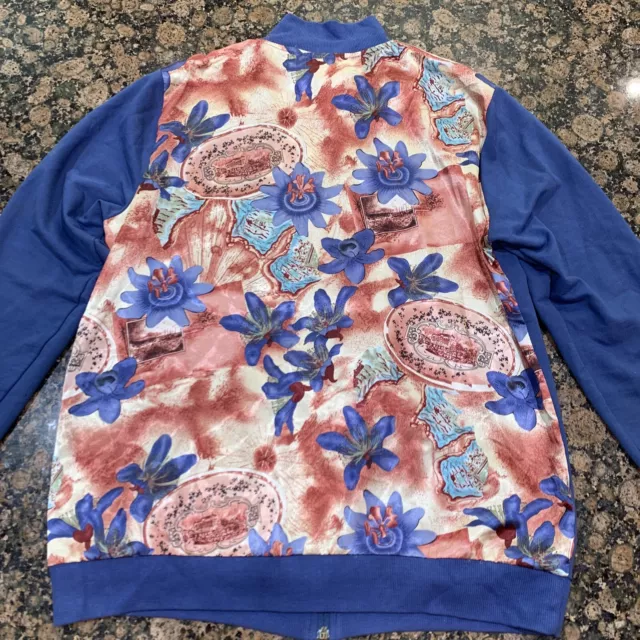 Beautiful Maggie Sweet Sport Floral Zip Up Track Jacket Long Sleeve Petite Small