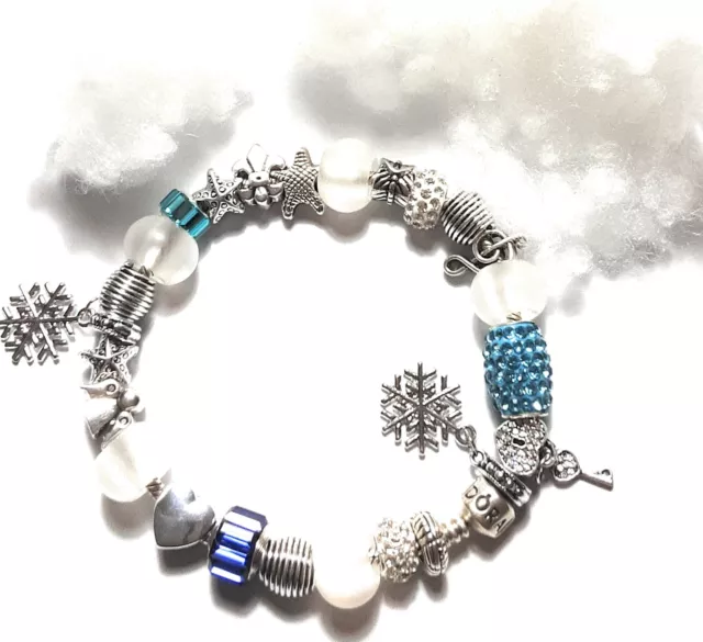 Original Pandora  Armband Silber 925 mit European Charms Beads  Weiss  Snow