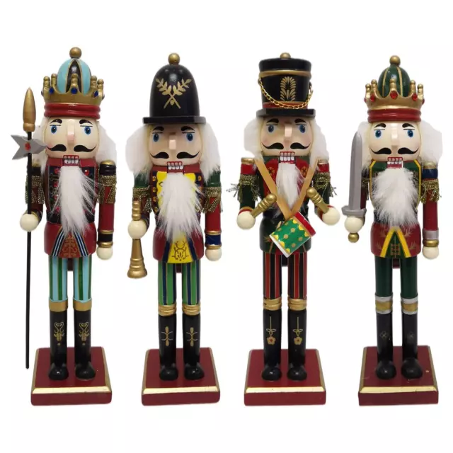 30cm Wooden Nutcracker Soldier Ornaments Christmas Doll Figures Puppet Toy