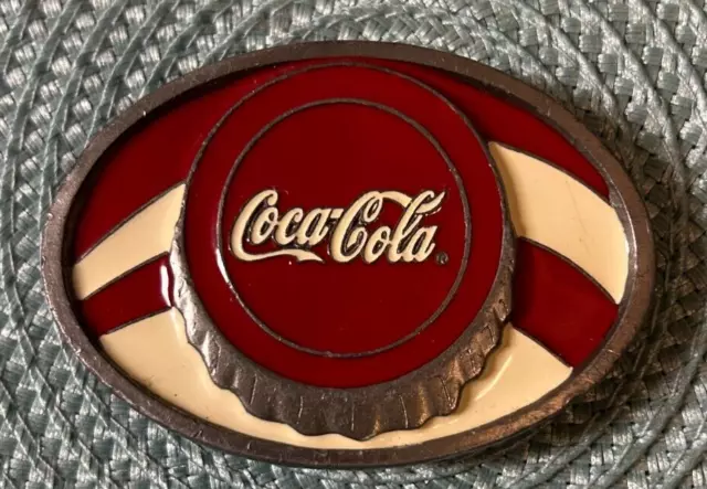 1997 Coca-Cola Bottle Cap Pewter And Enamel Limited Edition Belt Buckle C59B