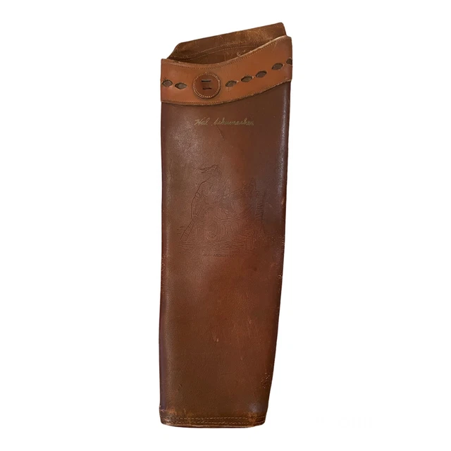 VINTAGE FRED BEAR Archery Leather Back Quiver Indian in Canoe Texan