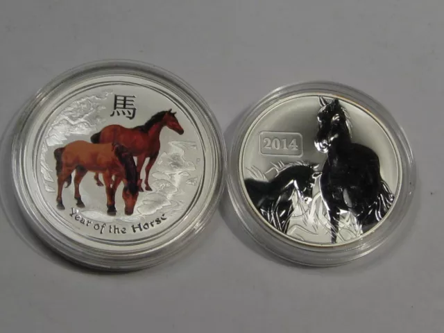 2 Silver 1oz .999 Fine "Year of the Horse": 1 Australia & 1 Tokelau. #21