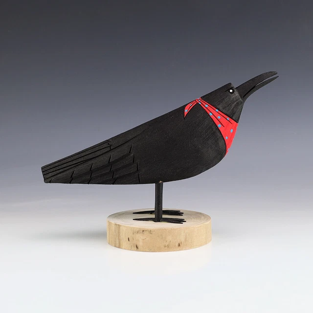 Native American Navajo Folk Art Crow By Orleen & Ray Lansing