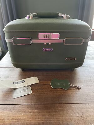 Vintage 1970s American Tourister Escort Train Cosmetic Hard Case Luggage Green