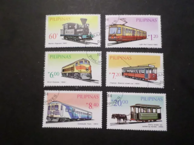 PHILIPPINES PILIPINAS LOT timbres TRAINS ET TRAMWAYS oblitérés