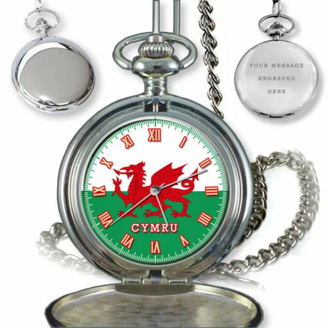 Orologio Da Tasca Wales Cymru Bandiera Del Drago Rosso Compleanno Incisione Regalo