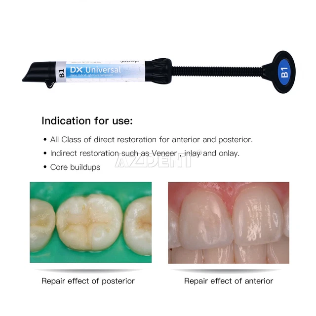 DENTEX Dental Universal Light Cure Composite Resin B1 Shade 4g/Syringe USA