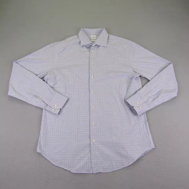 Armani Collezioni Shirt Mens Extra Large Blue White Plaid Slim Fit Button Up