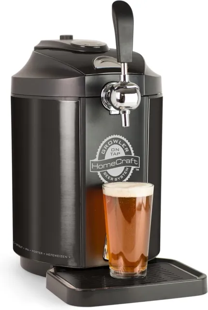 Homecraft On Tap Beer Growler Cooling System, Black Stainless Steel, for 5L Kegs