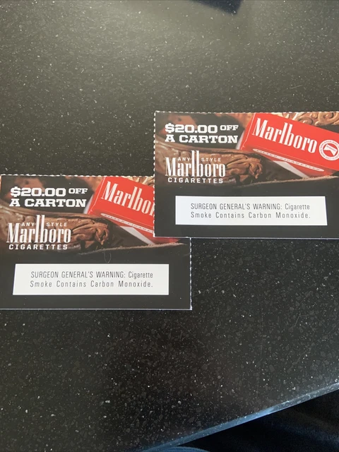 2 Marboro coupons $20 off carton quantity-2 $40 worth of coupons