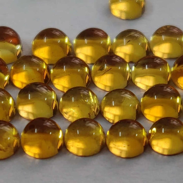 Citrine naturelle, cabochon rond à dos plat, pierre précieuse ample pour la...