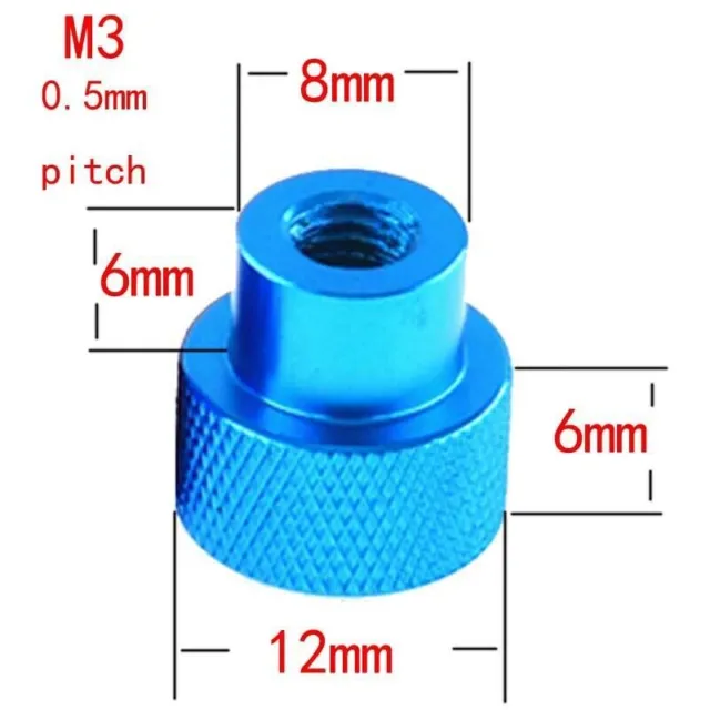 2pcs M3 0.5mm Pitch Colorful Aluminum Alloy Nuts Single Through Blind Hole Nut