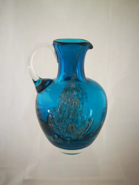 Schott Zwiesel Glaskrug, blau, Bubble-Glas, 60er Jahre 