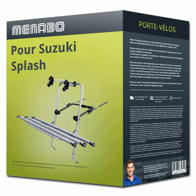 Porte-vélo Menabo Logic 3 pour Suzuki Splash 01.2008-àcejour 3 vélos TOP