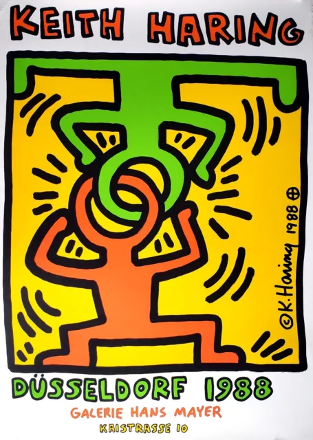Keith Haring Original Imprimé '88 Plaque Signée Exhibition Düsseldorf Allemagne