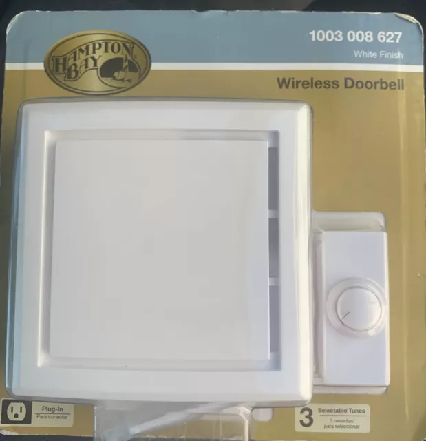 Wireless Plug-In Door Bell Kit with 1-Push Button in White - 3 Tunes
