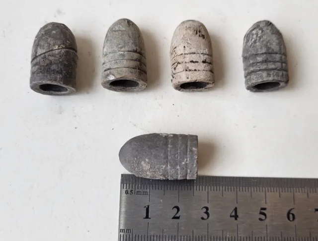 Collection of Antique Lead Bullets Antique Lead Bulle 5 pieces, Large and Heavy.