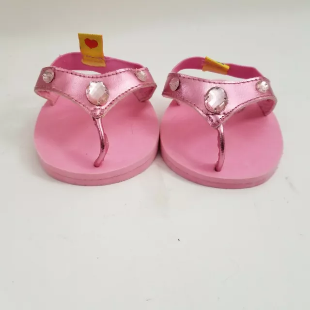 Build-A-Bear SANDALS FUCHSIA Pink Sequins Flip-Flops Teddy Shoes