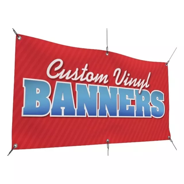 Custom Outdoor PVC Vinyl Banner 1300x500 Sign PRINTING Full Colour Brass Eyelets