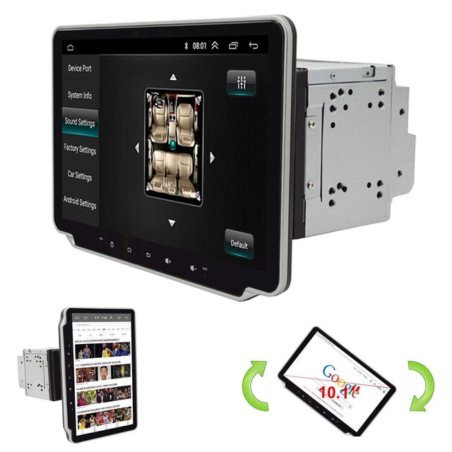 Radio Android 9.1 10.1in 2DIN Car MP5 Player Stereo Quad Core GPS 16G Rotatable