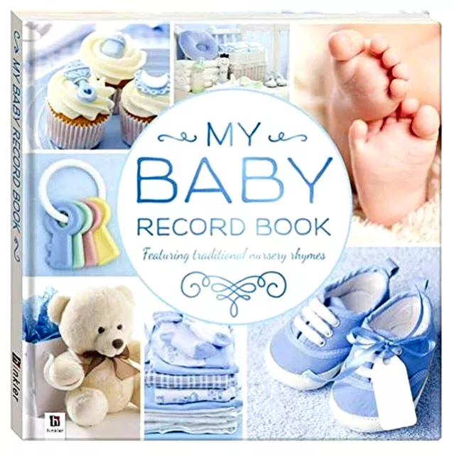 My Baby Record Book Hardcover w Nursery Rhymes Keepsake Shower Hinkler BLUE BOYS