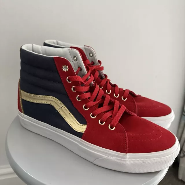 VANS X MARVEL Captain Marvel Earth 616 s 1 SK8 Hi Tops Skateboard Shoes UK 9 27.50 PicClick UK