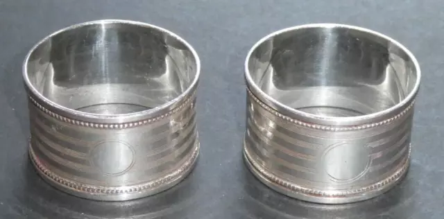 Charles Boyton & Son Sterling Silver Napkin Rings X 2 - 1918 - 38.49g