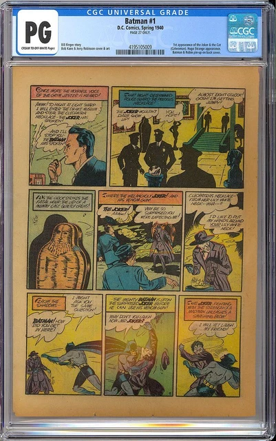 Batman #1 (Page 27 Only) 1st App. The Joker Classic Golden Age DC Comic CGC 1940