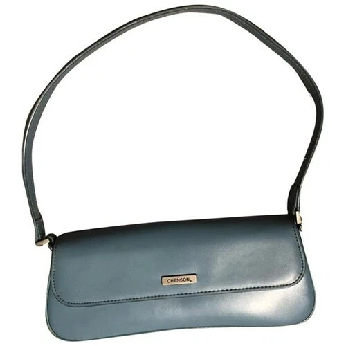 Sac à Main En Cuir Vintage Bleu Nuit ITALY - Petite Taille, Qualité Exceptionnelle, Occasion TBE