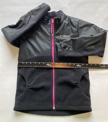 Columbia Girl's Youth Med Water Resistant Softshell Top Fleece Zip Jacket BLACK 