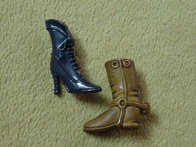 Old CELLULOID WOMEN & cowboy boot Brooch LOT OF 2 OLD PLASTIC ERA
