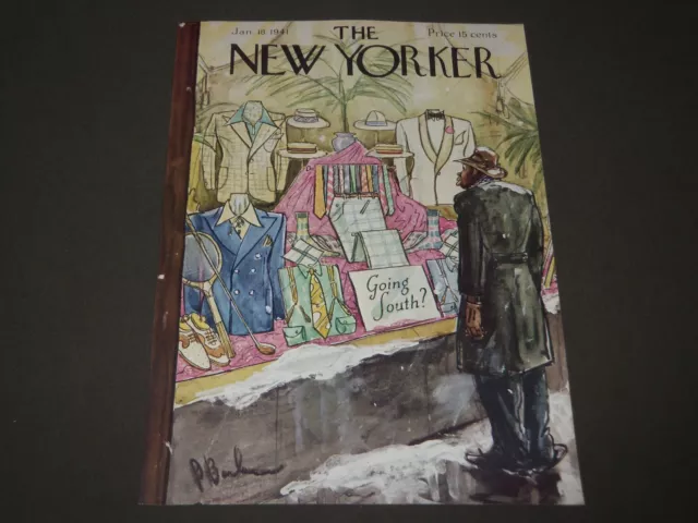1941 January 18 New Yorker Magazine Front Cover Only - Great Illustrated Art