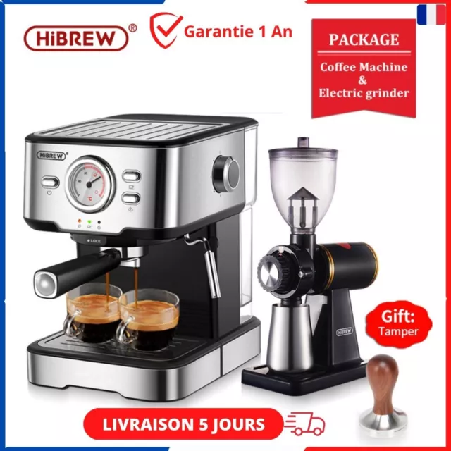 Machine à café HiBREW cafetière 20 Bar Expresso inox Semi-automatique Expresso