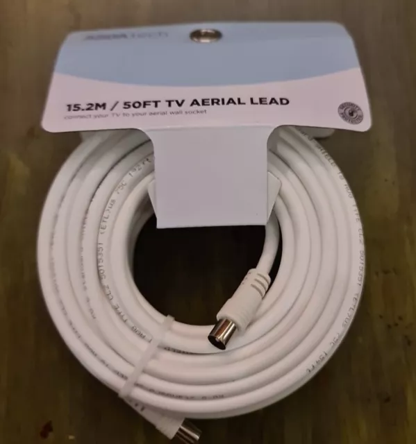 Sale Tv Aerial Coaxial Fly Lead Male To Male 15.2M 50Ft Rg6 7Mm White Coax Cable