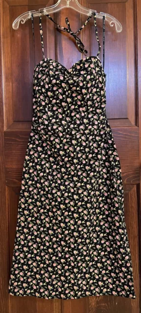 Vintage Betsey Johnson Black Floral Dress