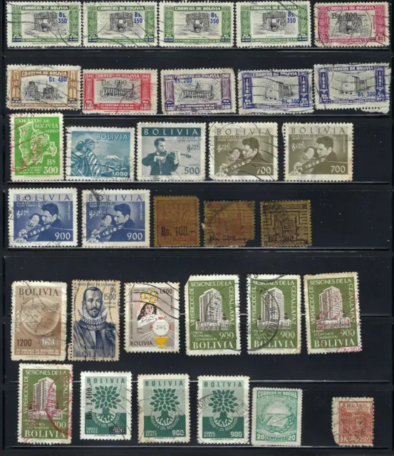 Collection 67 Used Stamps Latin America ~ Bolivia Columbia Chile Venezuela ~ OLD