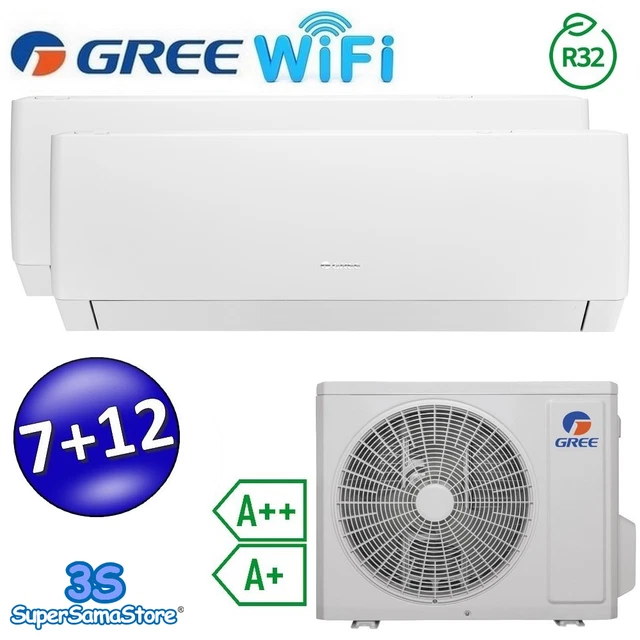 3S Climatiseur Inverter Pular Dual Split Wi-Fi 7000+12000Btu Gree R32 A++/A+