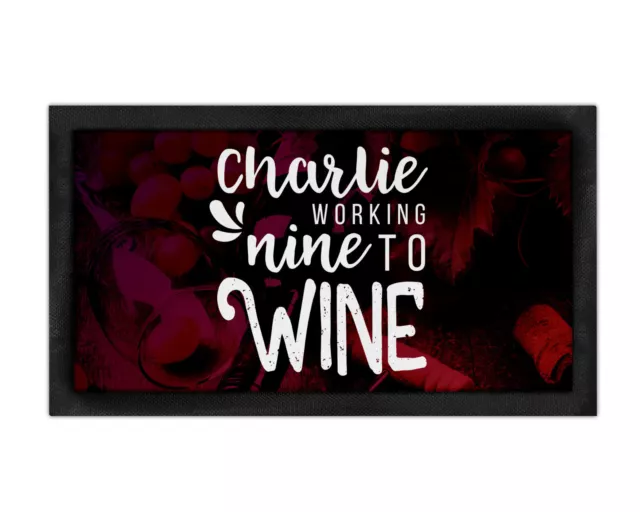 Personalised Funny Nine to Wine Bar Runner Mat Garden Home Man Cave Pub Tiki