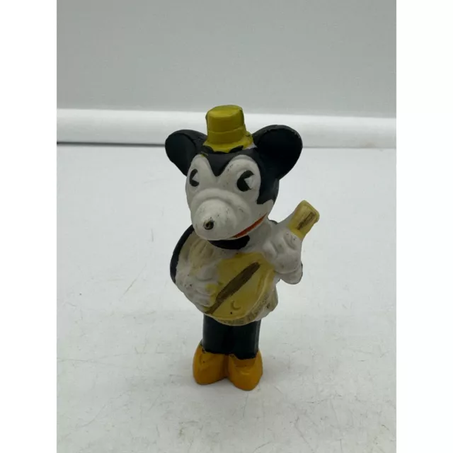 Vintage Bisque Walt Disney Minnie Mouse Playing Guitar Figurine Japan