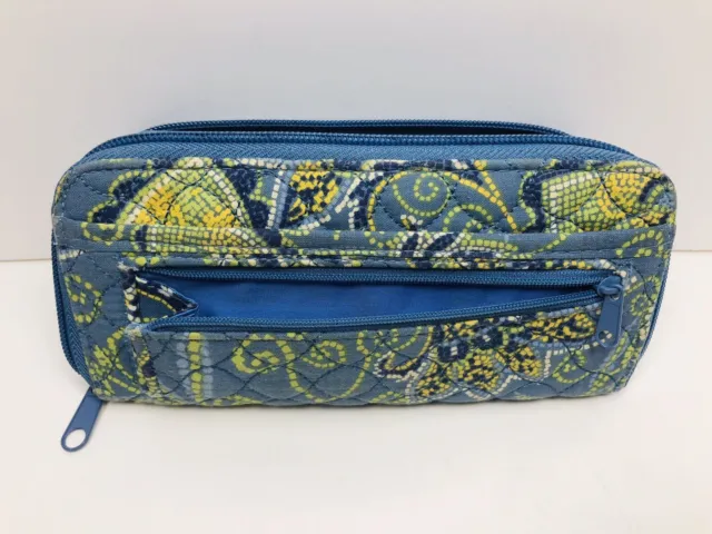 Liz Claiborne Corn Flower Blue Wallet Zipper Fabric Clutch with removable Insert