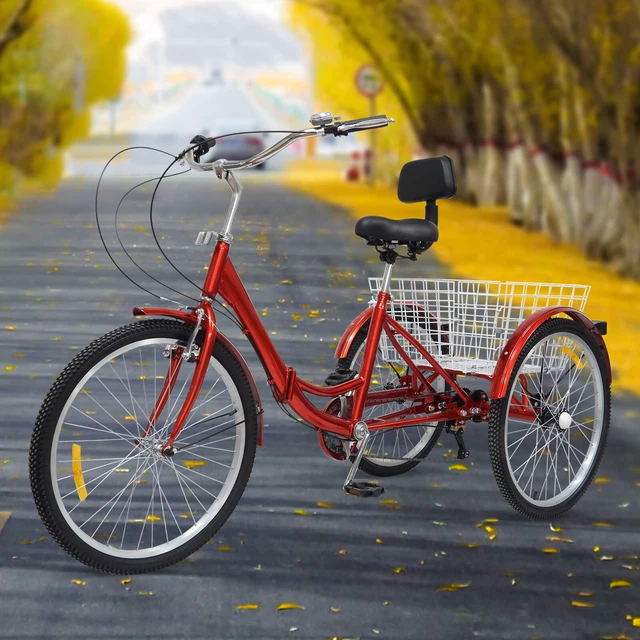 Jerool 24-Zoll Dreirad Für Erwachsene - 7-Gang Schaltung Mit Einkaufskorb