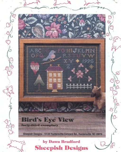 Sheepish Designs Bird's Eye View Primitive Cross Stitch Sampler Homestead OOP Sheepish Designs Bird's Eye View Primitive Cross Stitch Sampler Homestead OOP