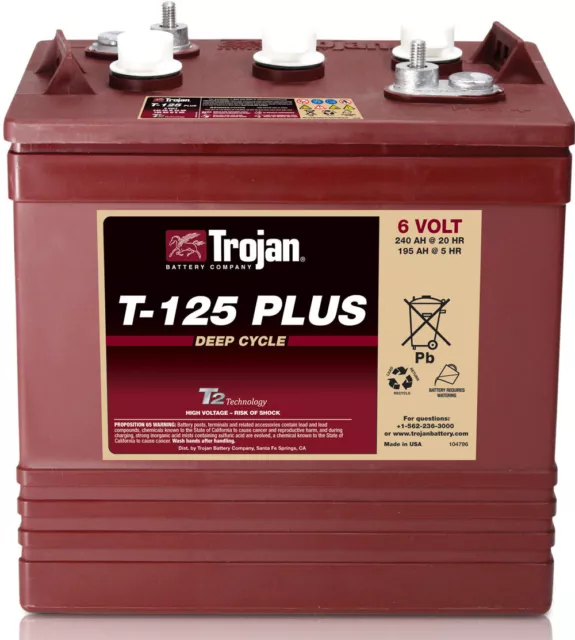 Trojan T-125 Plus 6V 240Ah Deep Cycle Traktionsbatterie ELPT-Anschluss