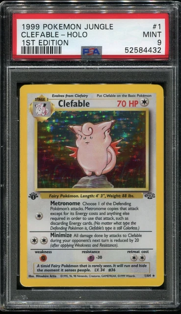 PSA 9 1st Edition Clefable Holo Rare 1/64 Jungle Pokemon Card WOTC MINT