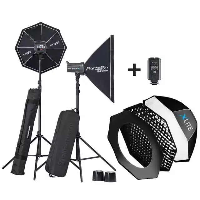 Elinchrom D-Lite RX4/RX4 Softbox Set w/ Xlite 90cm Umb Octa w/ Grid & Mask