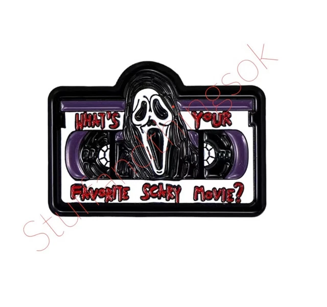 SCREAM HORROR MOVIE Ghost Face Cassette VHS Tape Scary Movie Enamel
