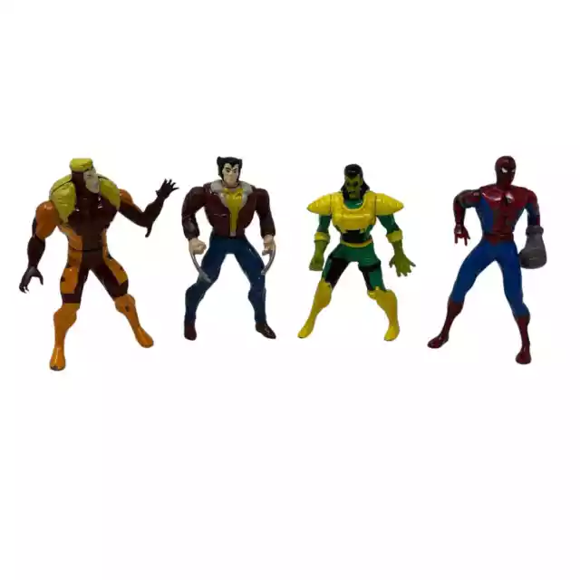 Toy Biz Heavy Metal Heroes Figures Wolverine, Sabertooth, Mandarin & Spiderman