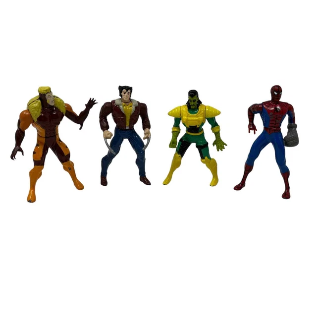 Toy Biz Heavy Metal Heroes Figures Wolverine, Sabertooth, Mandarin & Spiderman